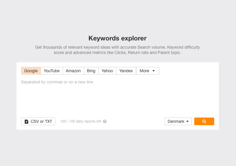 Find søgeord med Ahrefs Keywords Explorer