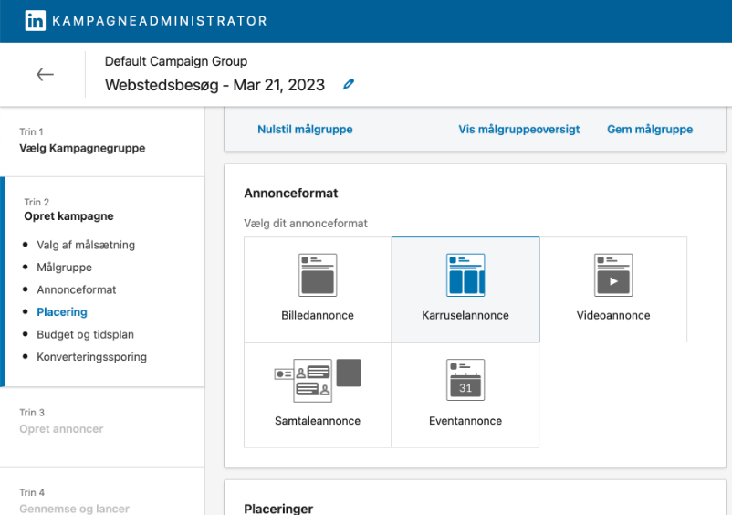 Annonceformat på LinkedIn