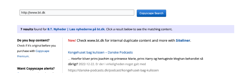 Duplicate content i Copyscape