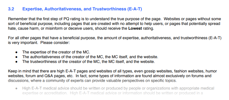 E-A-T: Ekspertise, Autoritet, Troværdighed fra Google Quality Rater Guidelines
