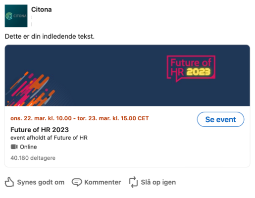 Eventannonce på LinkedIn