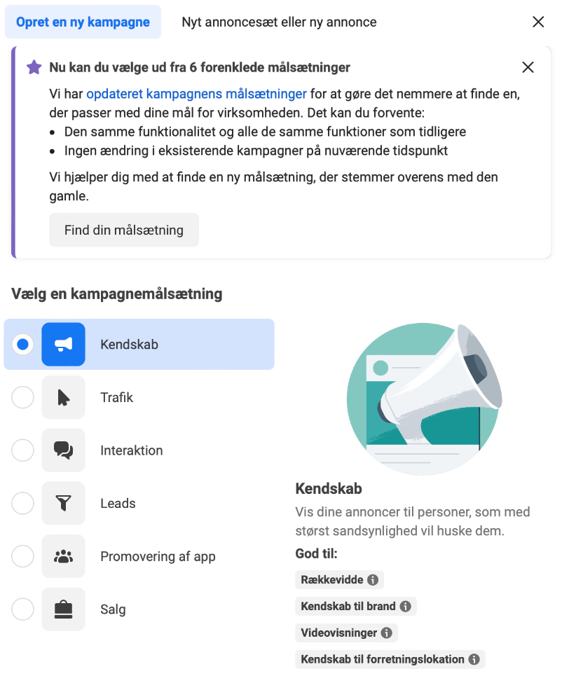 Kampagnemålsætning på Facebook