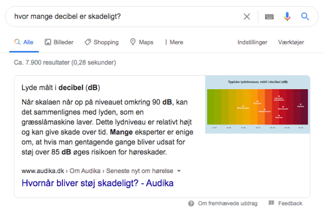 Featured snippet eller på dansk fremhævede uddrag