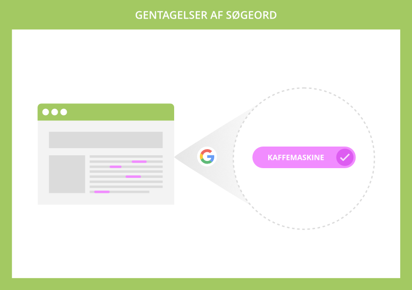 Gentagelser af søgeord i indhold, også kaldt Keyword Density