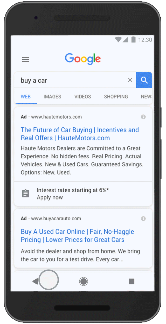 Google Ads udvidelser til kundeformularer