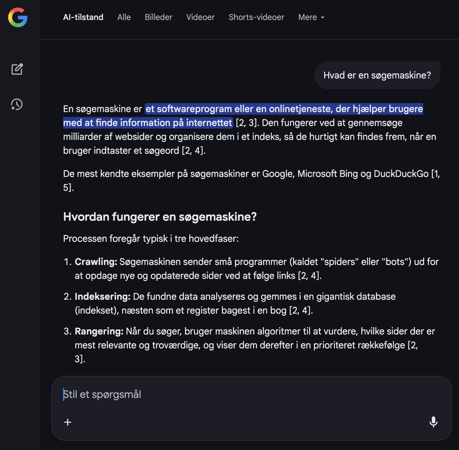 Google AI tilstand