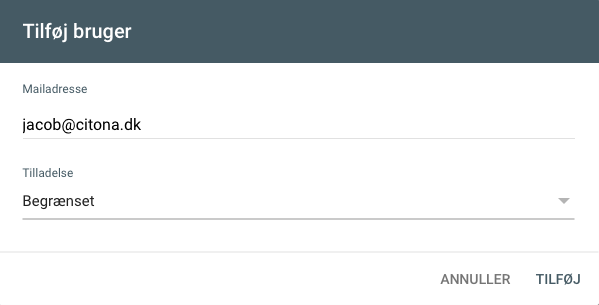 Tilføj bruger med rettigheder i Google Search Console