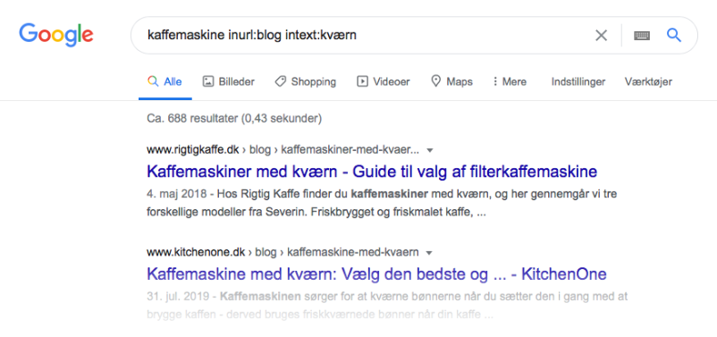 Google søgekommando SERP