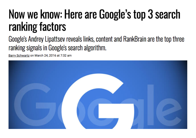 Links, indhold og RankBrain er Googles top 3 ranking signaler.