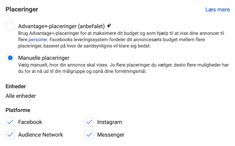 Manuelle placeringer på Facebook