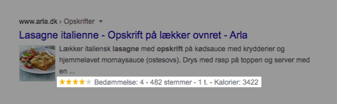 Opskrift Rich Snippet schema markup