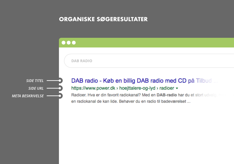 Organisk søgeresultat i Google