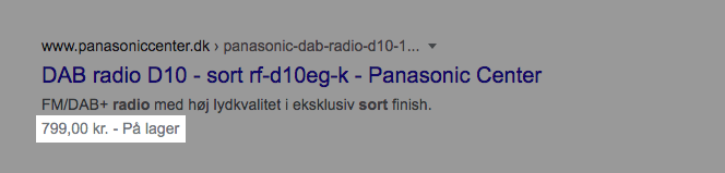 Produkt Rich Snippet schema markup