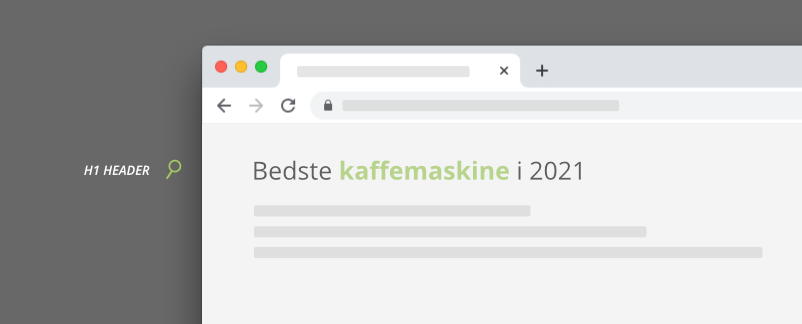Søgeord i H2 og H1 header