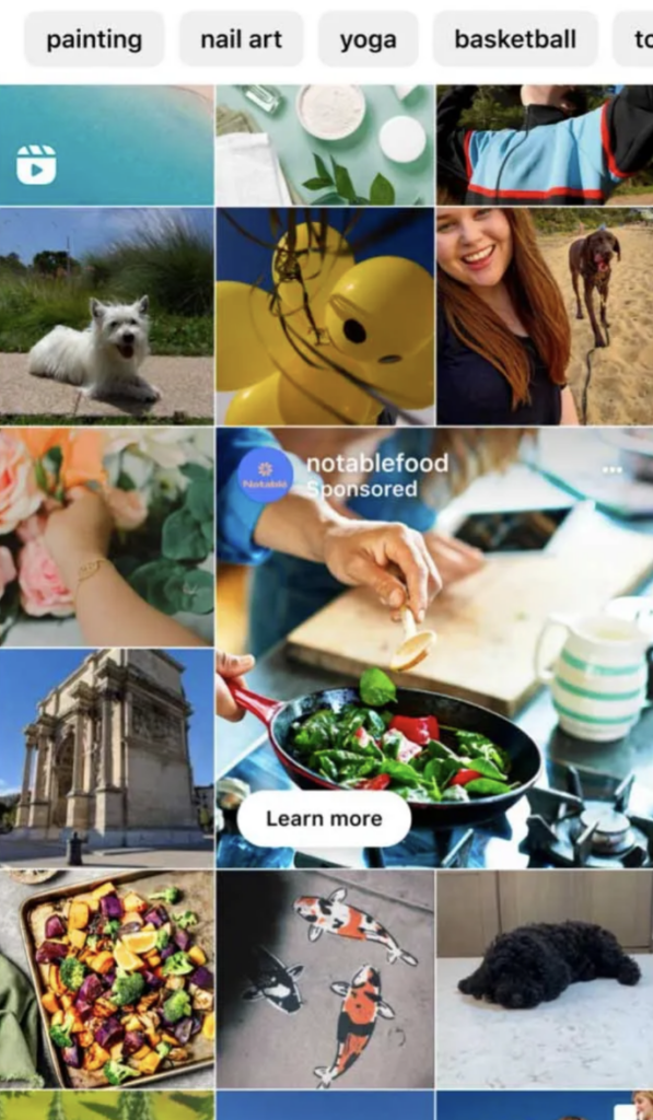 Udforskning annonce på Instagram