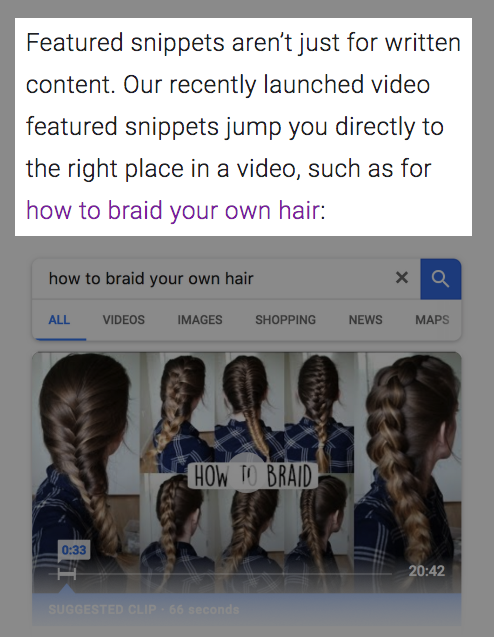 Video Featured Snippet
