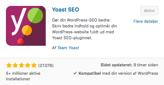 Yoast SEO - installer SEO plugin